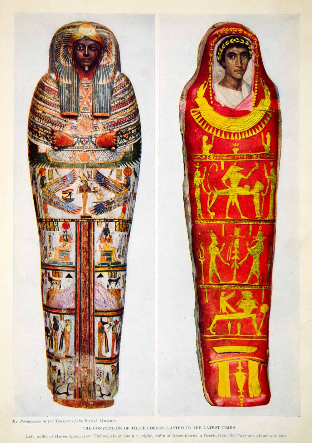 1924 Color Print Convention Coffins Hu-en-Amen Thebes Artemidorus Fayyum XGTC9