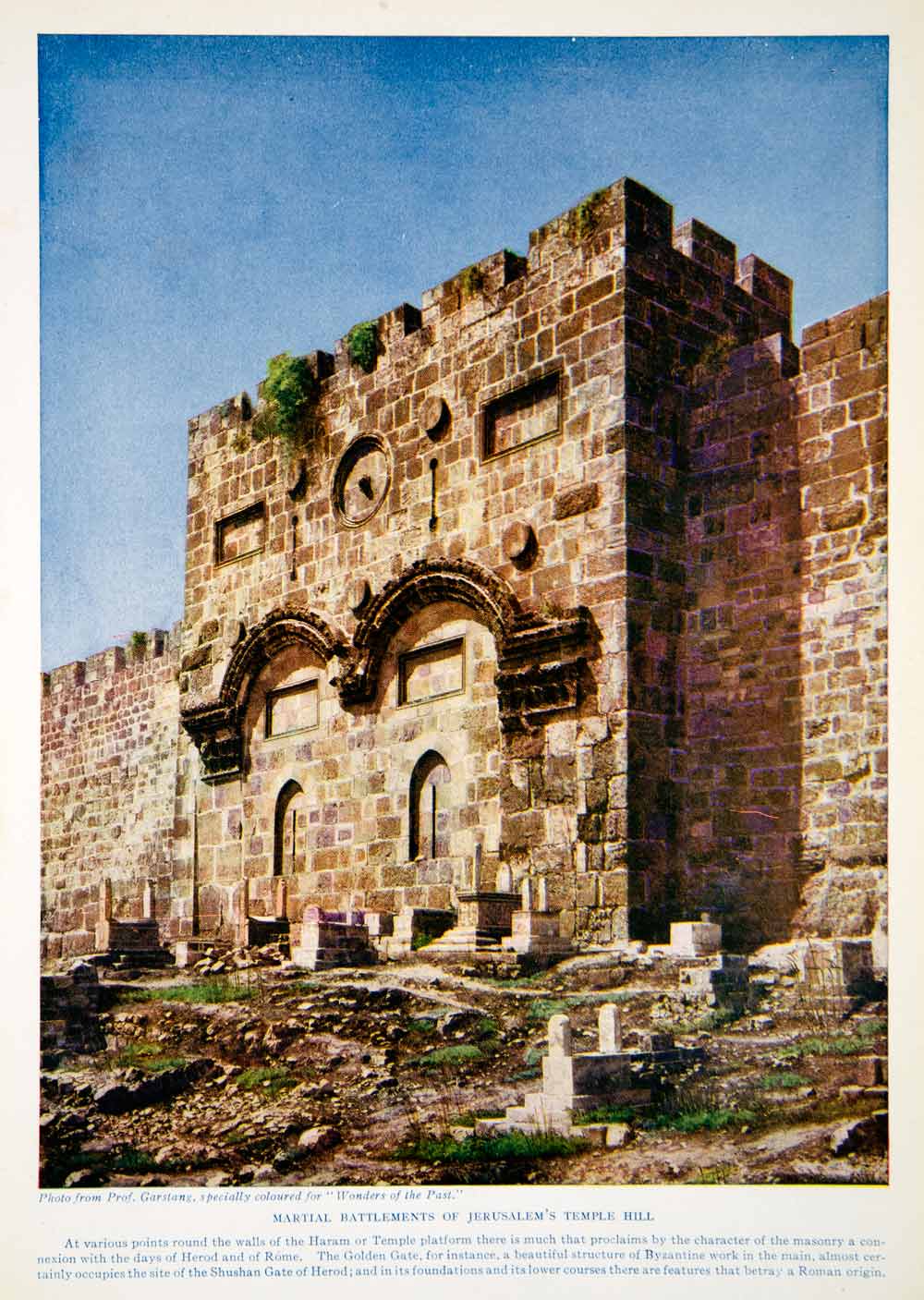 1924 Color Print Battlements Jerusalem Rome Byzantine Shushan Herod XGTC9