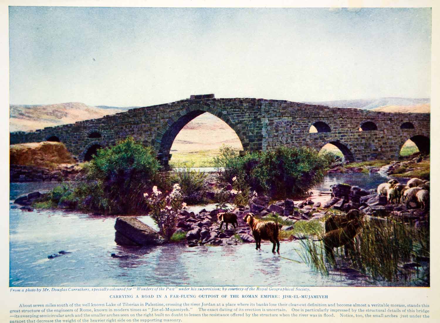 1924 Color Print Jisr-El-Mujamiyeh Roman Empire Road Jordan Carruthers XGTC9