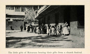 1927 Print Girls Matucana Bearing Gifts Church Festival Peru Holiday XGU1