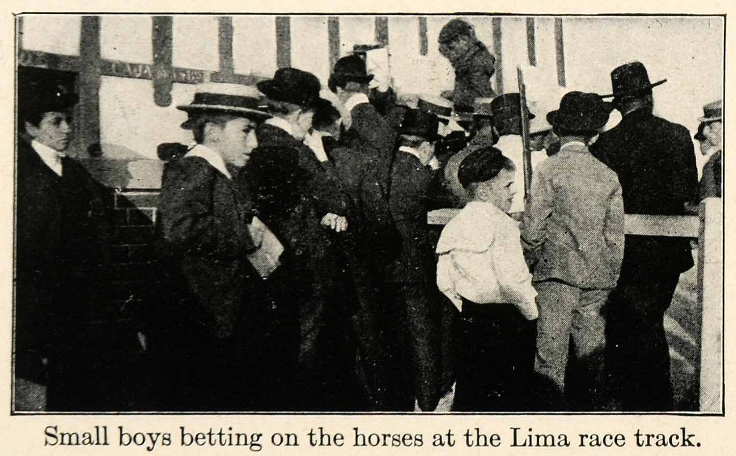 1927 Print Boys Betting Horses Lima Race Track Peru Peruvian Portrait XGU1