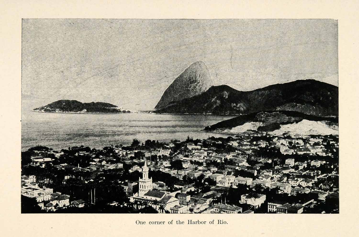 1927 Print Harbor Rio de Janiero Brazil City Ocean Port Mountains Sugarloaf XGU1