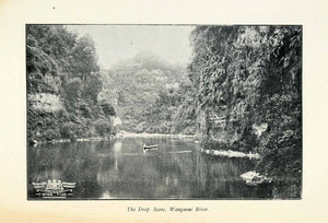 1904 Halftone Print Wanganui Whanganui River New Zealand Canyon Mountain XGU2