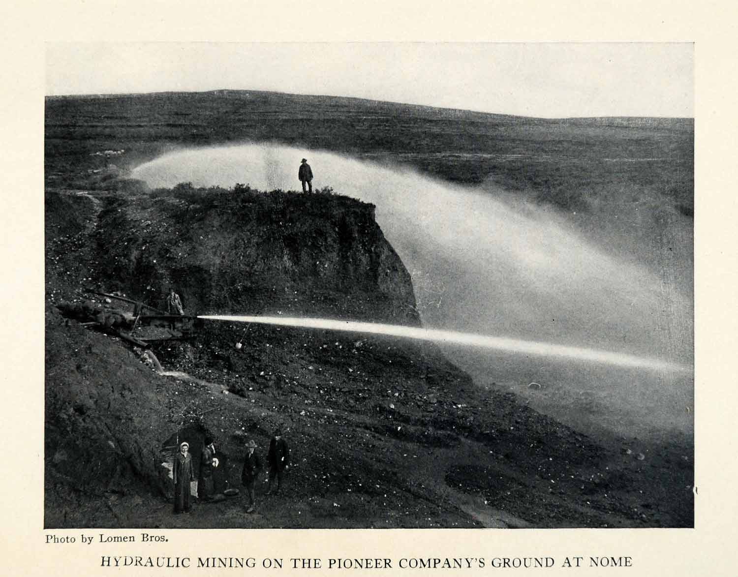 1913 Halftone Print Hydraulic Mining Pioneer Company Ground Home Alaska XGU4