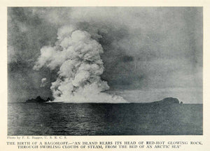 1913 Halftone Print Birth Bagosloff Island Arctic Sea Volcano Eruption XGU4