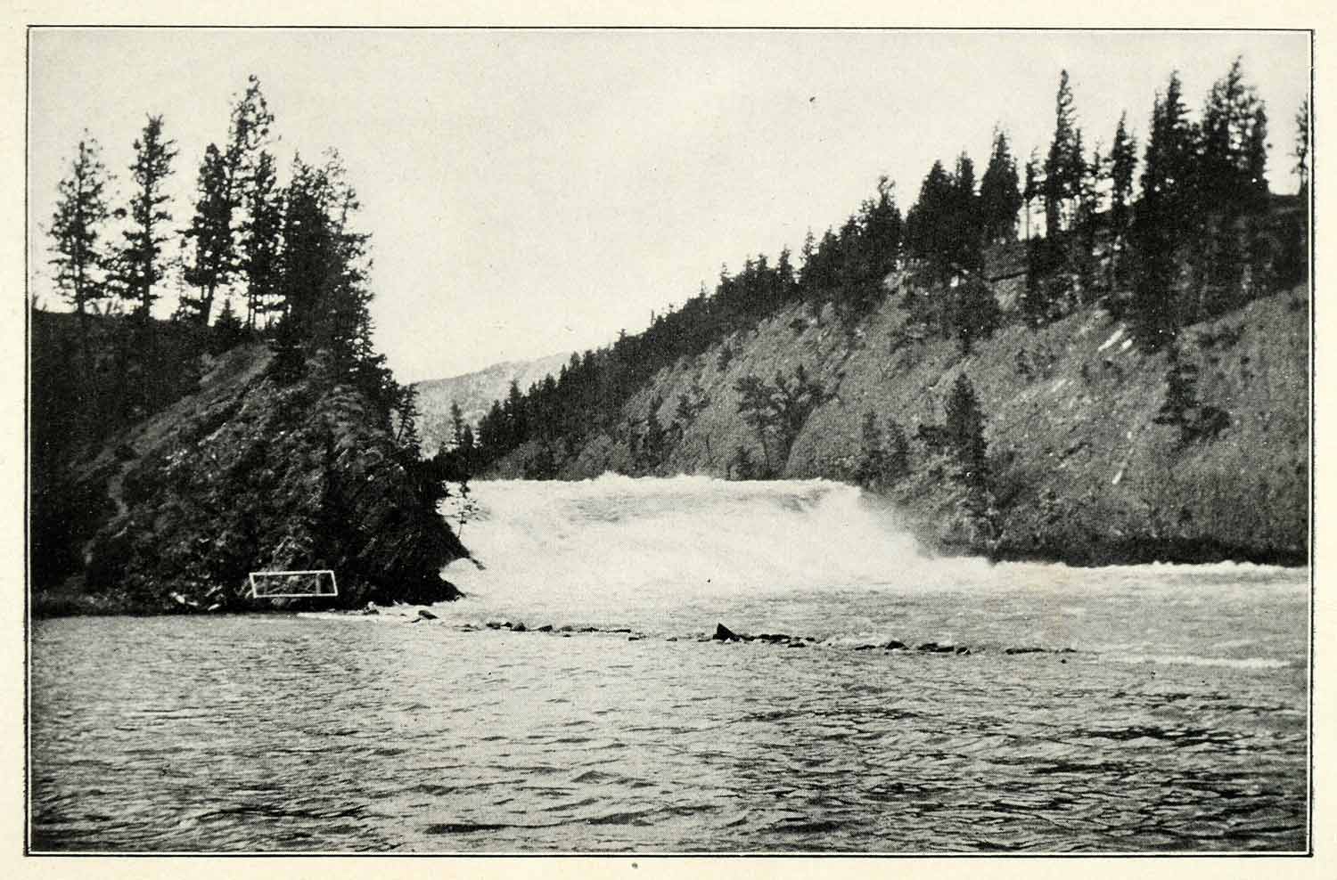 1901 Print Bow Falls Banff National Park Canada Forest River Rocky Nature XGU5