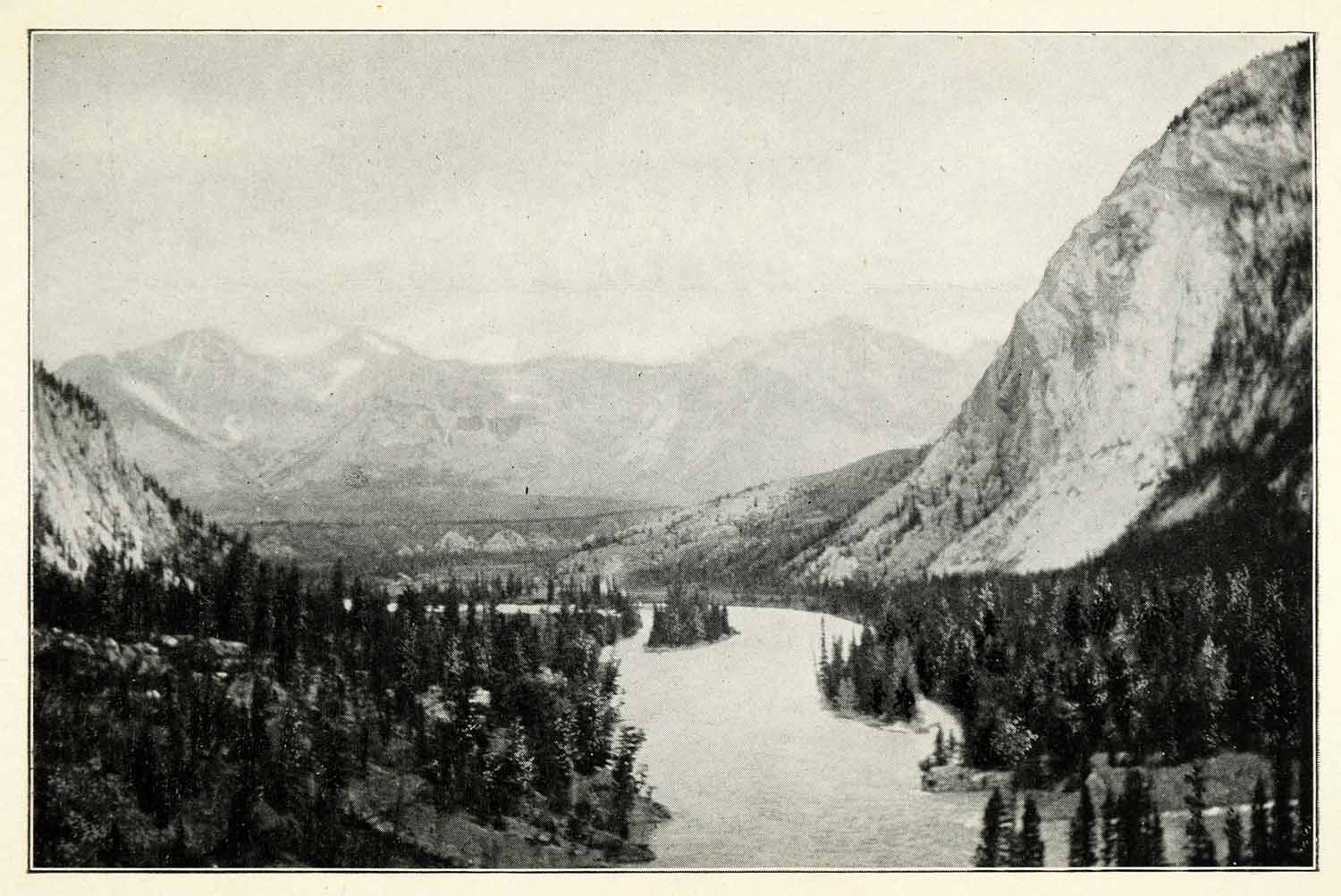 1901 Print Bow Valley Banff Springs National Park Forest Mountain Nature XGU5
