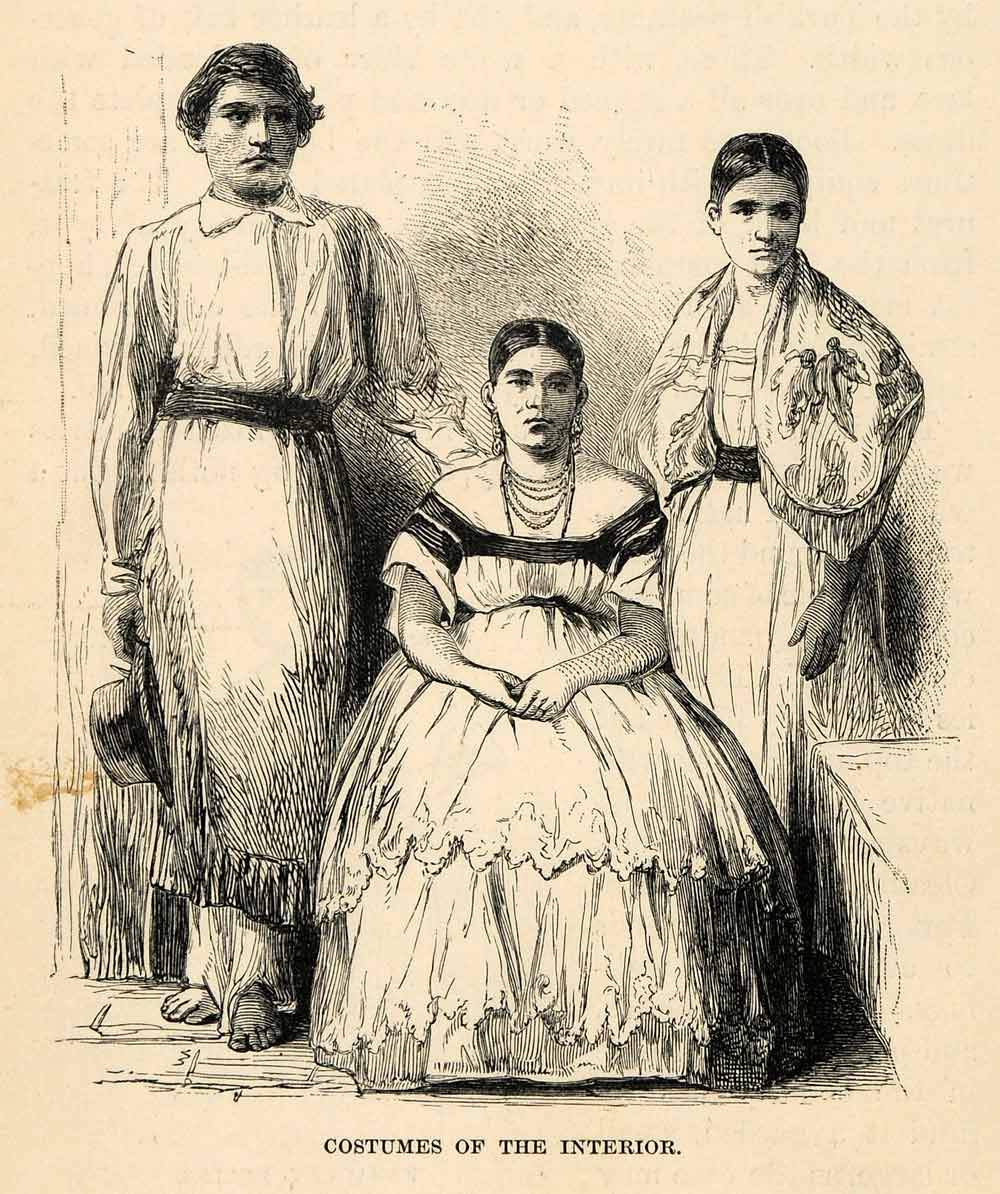 1888 Wood Engraving Costume Interior Dress Fashion Paraguay South America XGU6