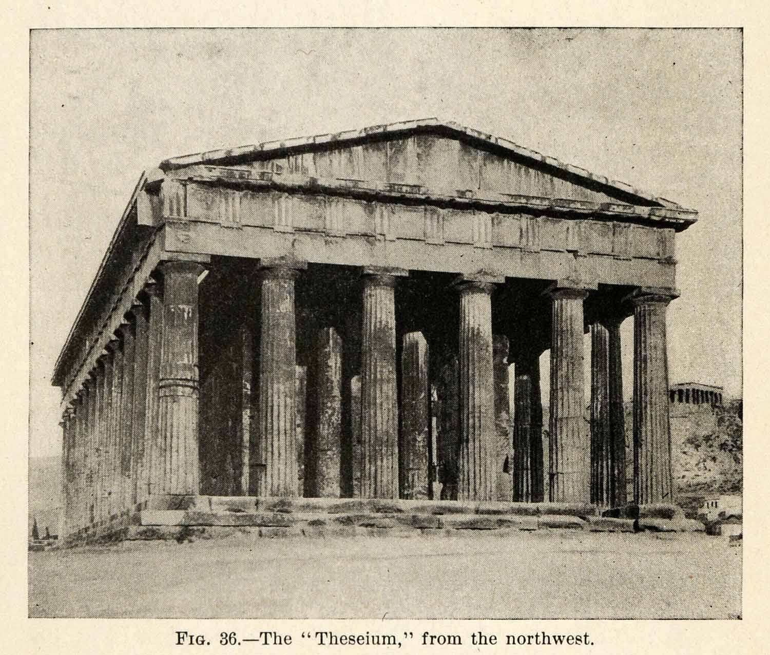 1920 Print Ancient Greece Theseium Architecture Greek Archaeology Historic XGU7