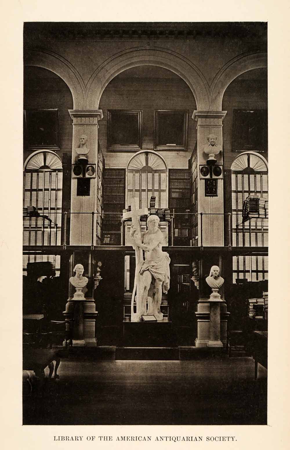 1876 Photogravure American Antiquarian Society Sculpture Statue Interior XGU8