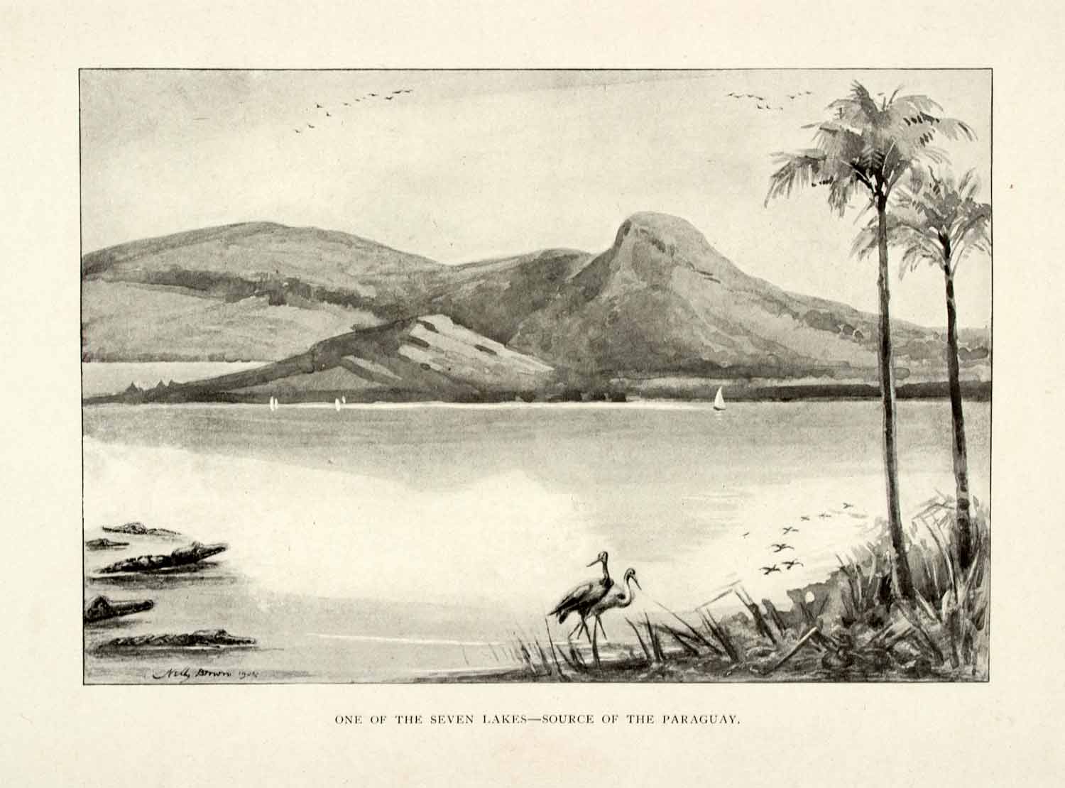 1902 Print Sete Lagoas Seven Lakes Paraguay River Rio South America XGUA2