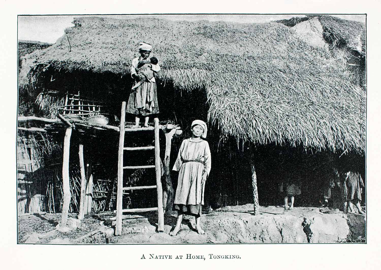 1895 Halftone Print Women Home Tonquin Tongking Tonkin Van Lang Scaffold XGUA6