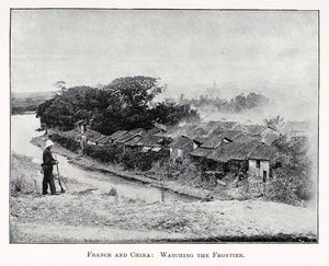 1895 Halftone Print Village French Protectorate Soldier Tongquin Vietnam XGUA6
