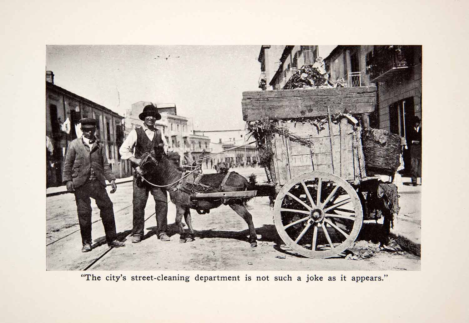 1912 Print Street Cleaning Department Sardinian Donkey Via Maqueda Sicily XGUB7
