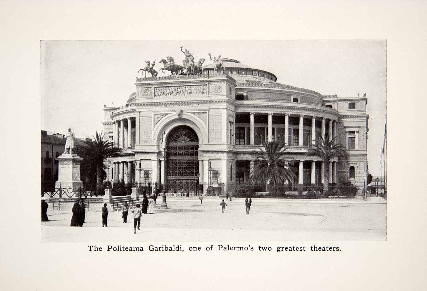 1912 Print Politeams Garibaldi Palermo's Theater Piazza Ruggero Settimo XGUB7
