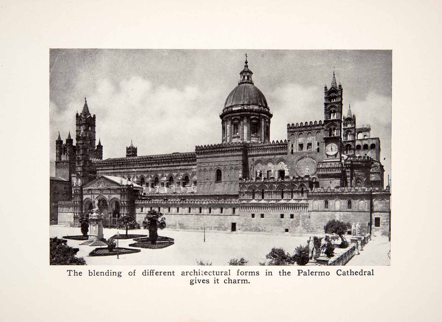 1912 Print Palermo Cathedral Architecture Sicily Italy Church Historic XGUB7