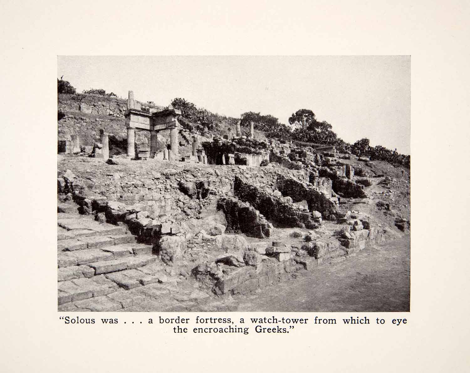 1912 Print Solous Sicily Italy Italia City Rock Archaeology Greek XGUB7
