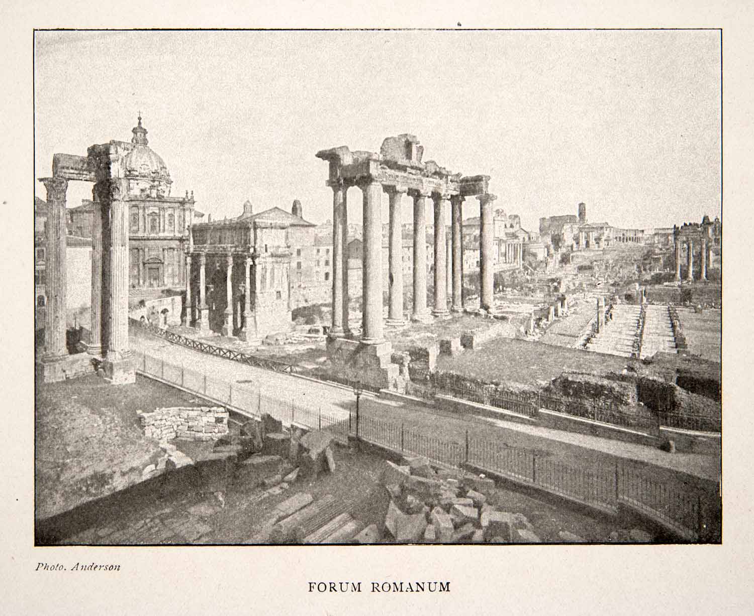 1905 Print Forum Romanum Palatine Capitoline Hills Architecture XGUB9