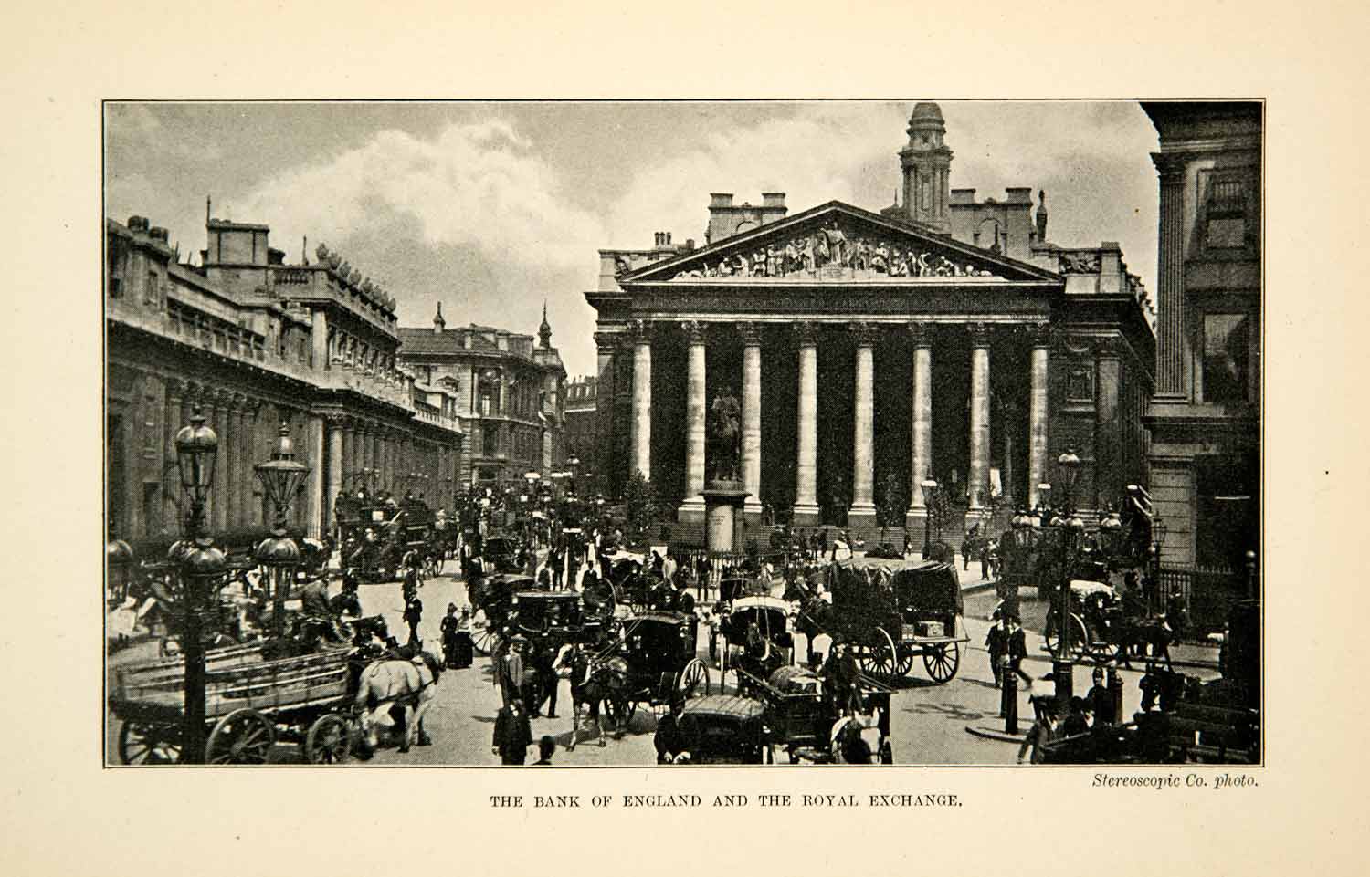 1902 Print Bank England Royal Exchange Cityscape Street Architecture XGUC8