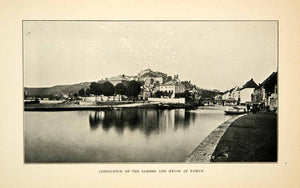 1902 Print Sambre Meuse Namur Belgium Cityscape Rivers Wallonia XGUC8