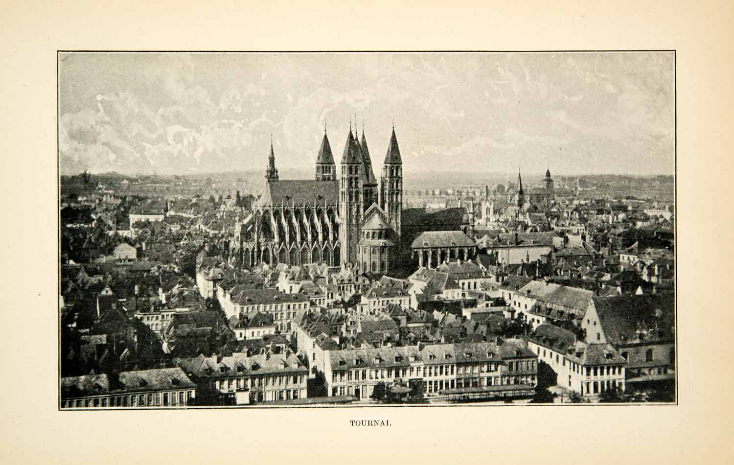 1902 Print Notre Dame Tournai Cathedral Belgium Gothic Architecture XGUC8