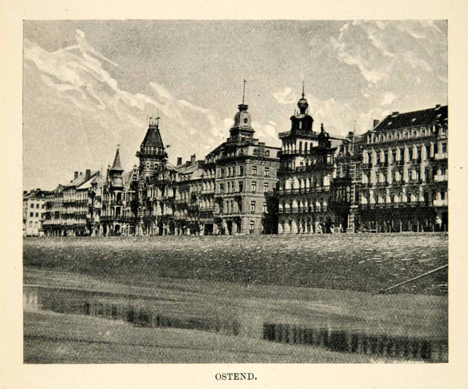 1902 Print Ostend Belgium Cityscape Coast Landscape Architecture Historic XGUC8