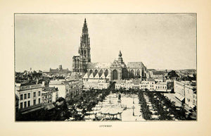 1902 Print Antwerp Belgium Cathedral Our Lady Cityscape Gothic XGUC8