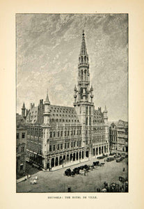 1902 Print Hotel De Ville Brussels Belgium Town Hall Gothic Architecture XGUC8