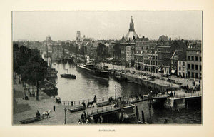 1902 Print Rotterdam Netherlands Cityscape Port Street Scene Boat Shipyard XGUC8