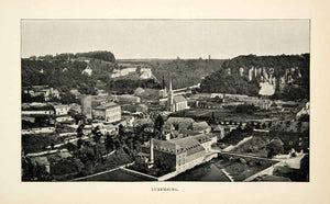 1902 Print Luxemburg Belgium Cityscape Landscape Historic Buildings Street XGUC8