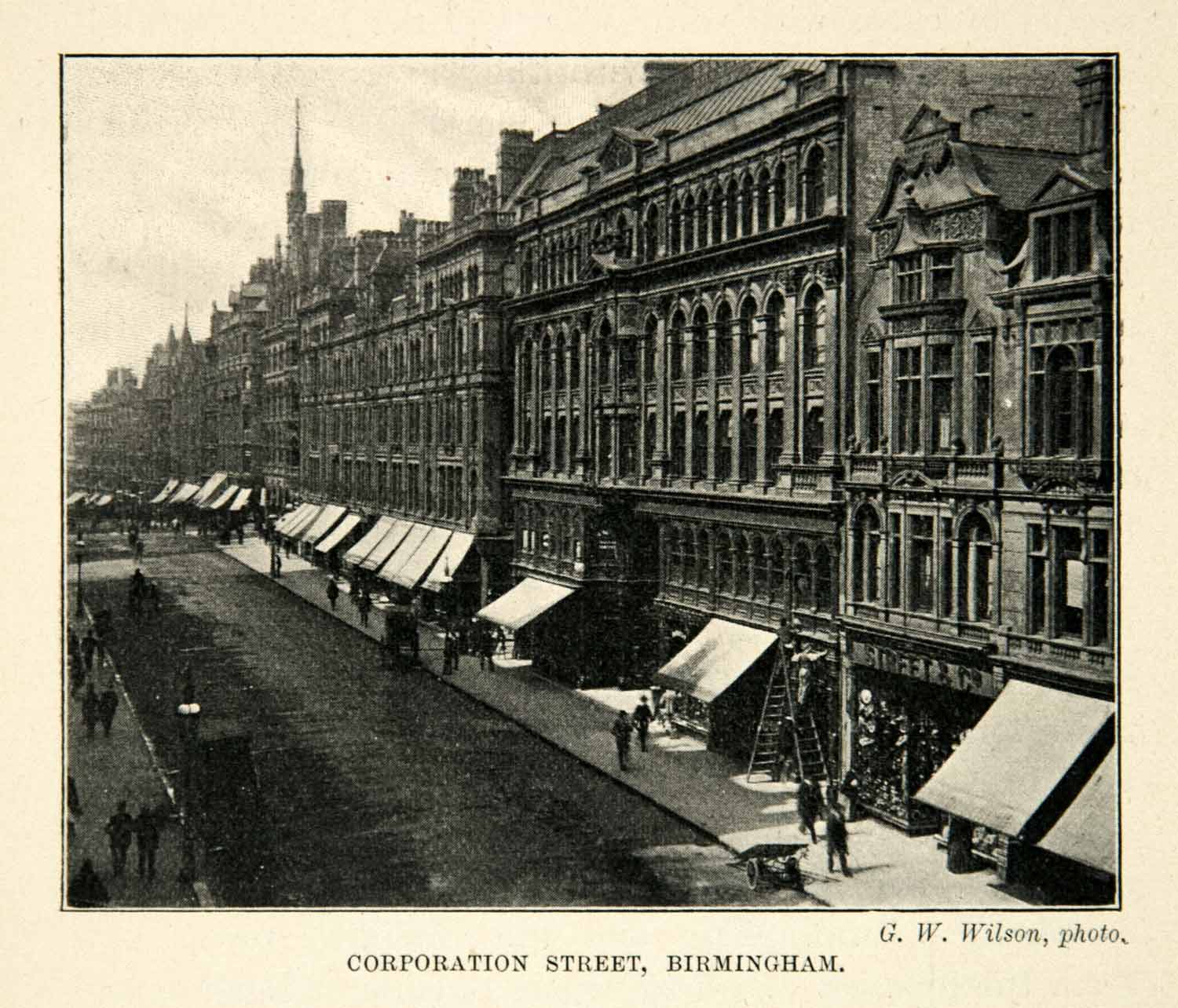 1902 Print Corporation Street Scene Cityscape Birmingham England XGUC8