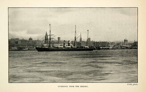 1902 Print Liverpool Mersey England Ship Boat Cityscape Ocean River XGUC8