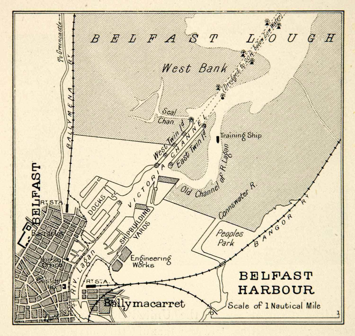 1902 Print Map Belfast Harbour Northern Ireland Ballymacarret West Bank XGUC8