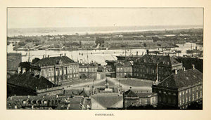 1902 Print Copenhagen Denmark Cityscape Port Harbor Courtyard Town Center XGUC8