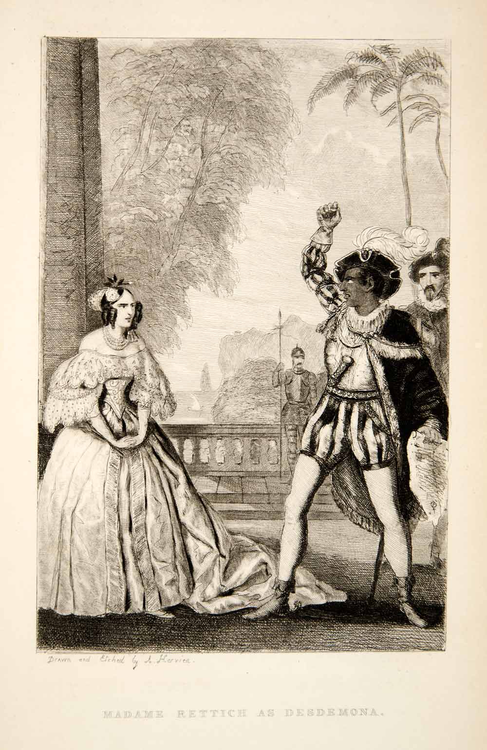 1838 Etching Madame Rettich Stage Othello Actress Drama Svelt Auguste XGUC9