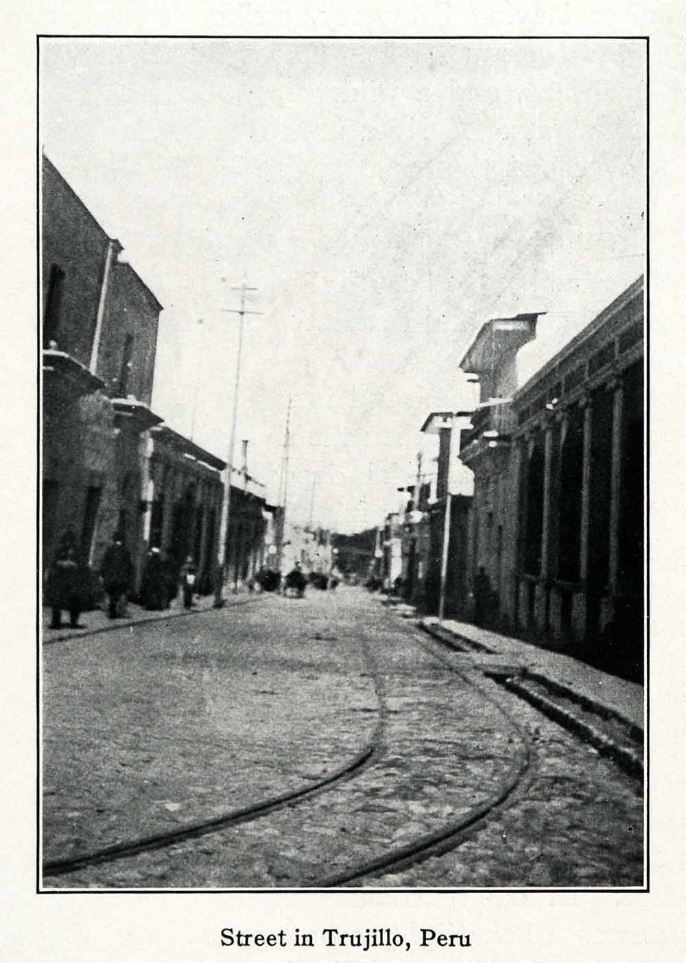 1915 Print Trujillo Street Peru La Libertad Railway Urban Area Buildings XGV6