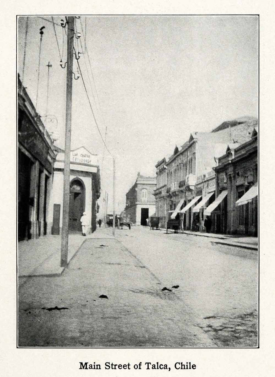 1915 Print Main Street Talca Chile Avenue Road Buildings Architecture ...