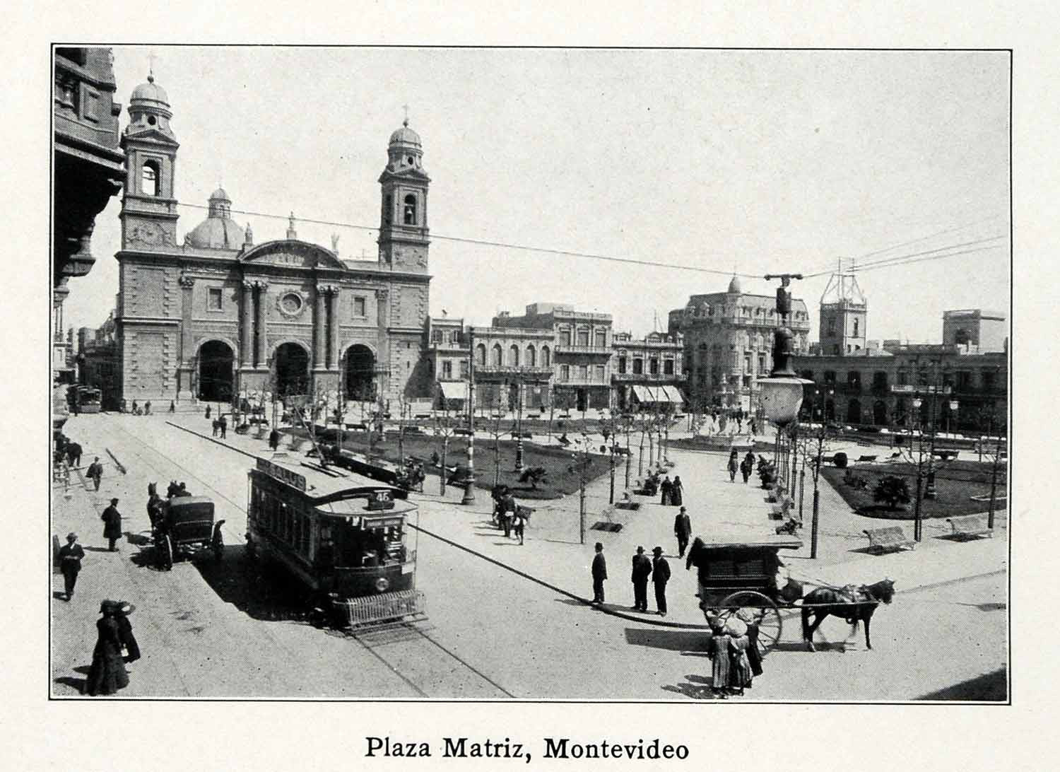 1915 Print Plaza Matriz Montevideo Constitucion Ciudad Vieja Uruguay Square XGV6 - Period Paper
