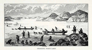 1907 Wood Engraving Point Lake Dog Sled Sleigh Winter Landscape Mountains XGV8