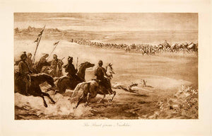 1887 Photogravure Nushki Afghanistan Horses Camel Caravan Desert XGVA1