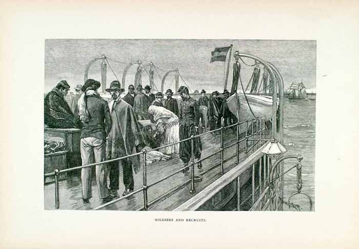 1891 Wood Engraving Argentina Soldiers Ship Parana River Rosario de Santa XGVA2
