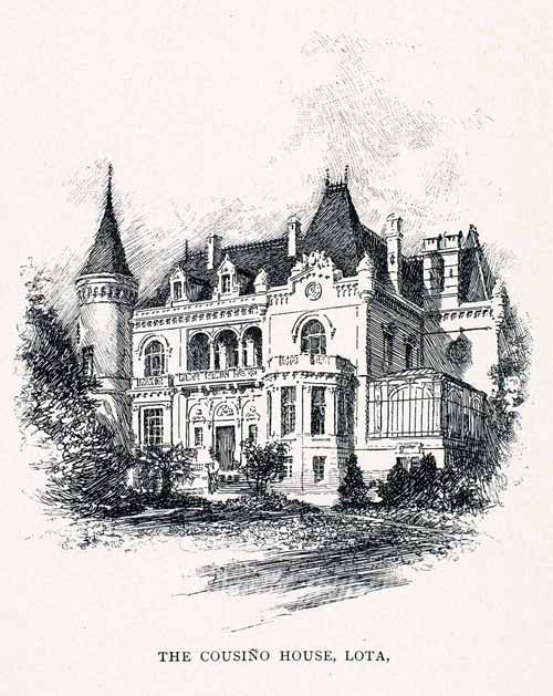 1891 Wood Engraving Palacio Cousino Lota Chile Villa Mansion House XGVA2