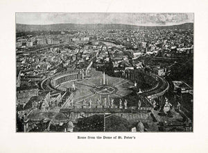 1915 Print Rome Dome St Peter's Basilica Aerial View Italy Square XGVA4