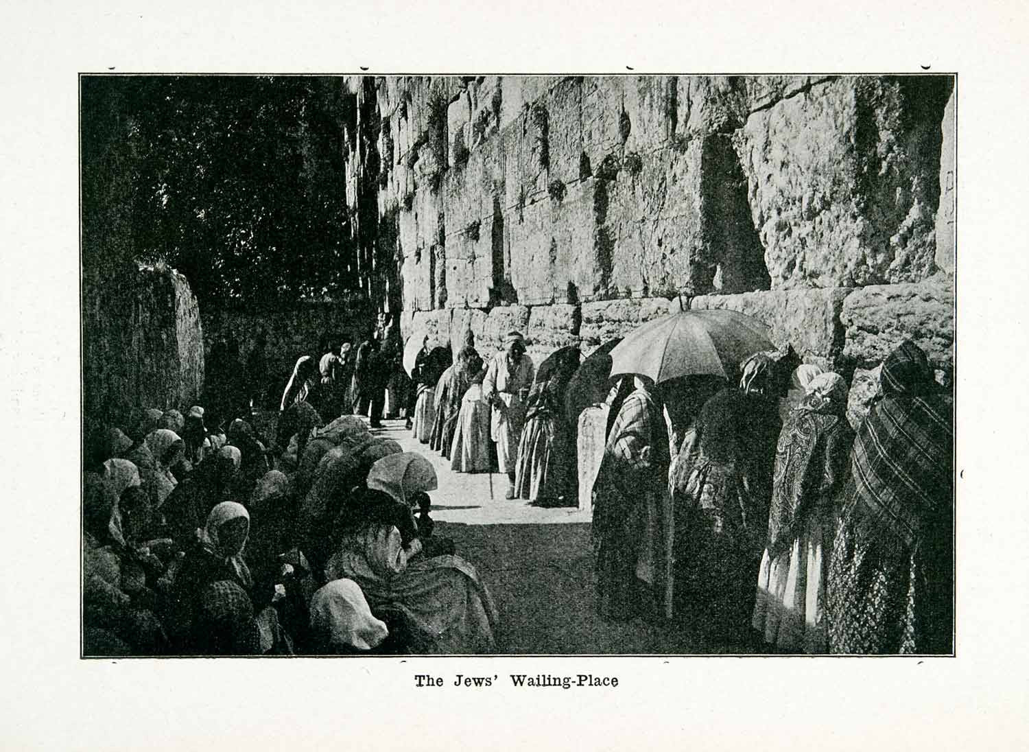 1915 Print Judaism Wailing Western Wall Jerusalem Temple Mount Tradition XGVA4