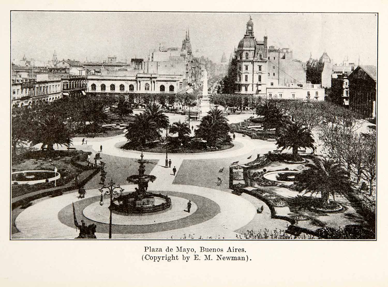 1924 Print South America Plaza Mayo Buenos Aires Fountain Cityscape Street XGVA7