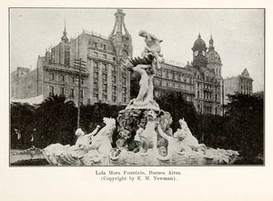 1924 Print South America Lola Mora Fountain Buenos Aires Statue Argentina XGVA7