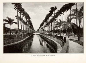 1924 Print South America Canal Mangue Rio Janeiro River Palm Tree Water XGVA7