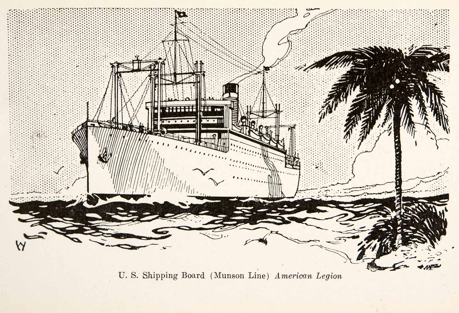 1924 Lithograph South America Shipping Board American Legion Munson XGVA7