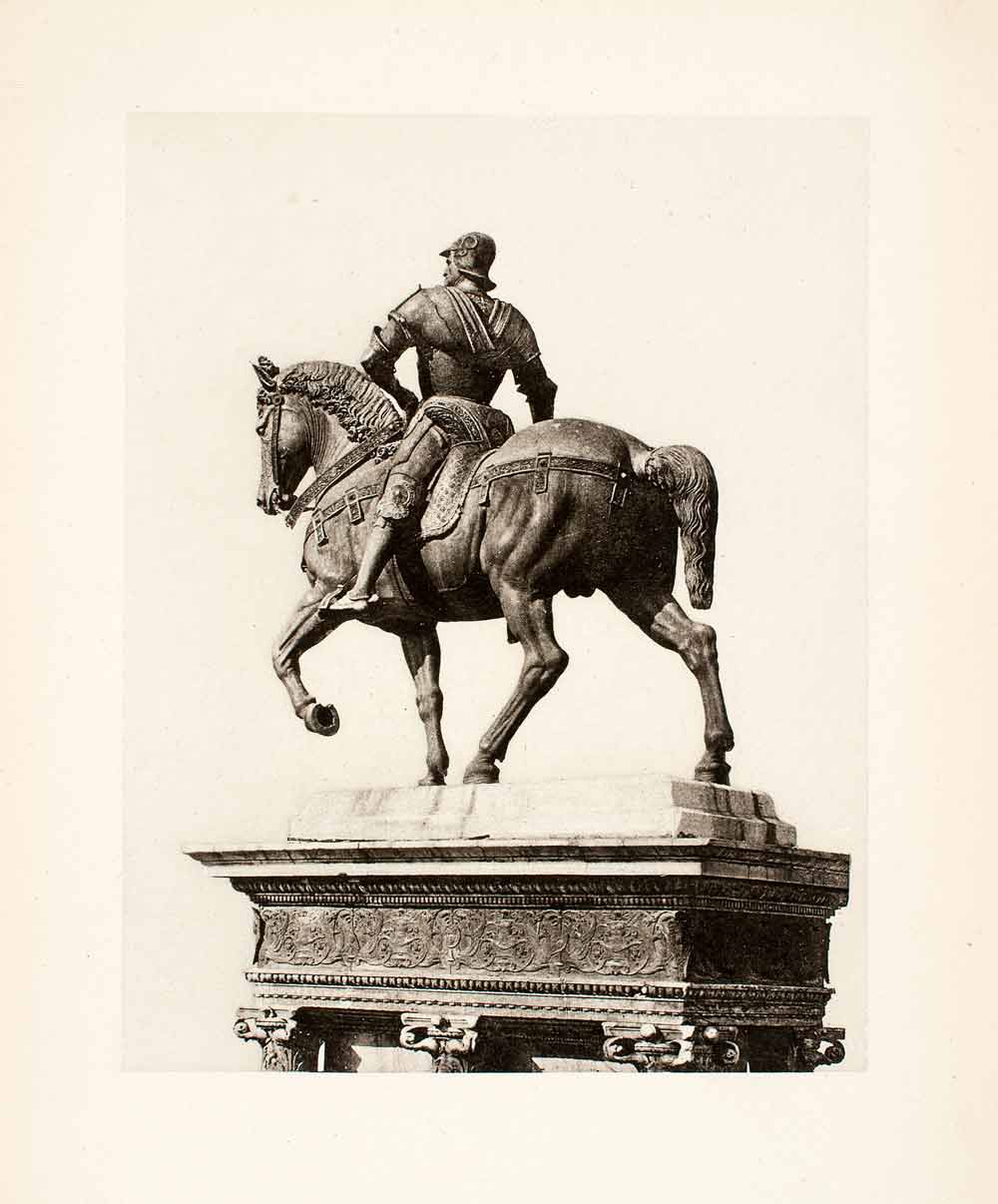 1896 Photogravure Bartolomeo Colleoni Equestrian Statue Venice Italy XGVA9