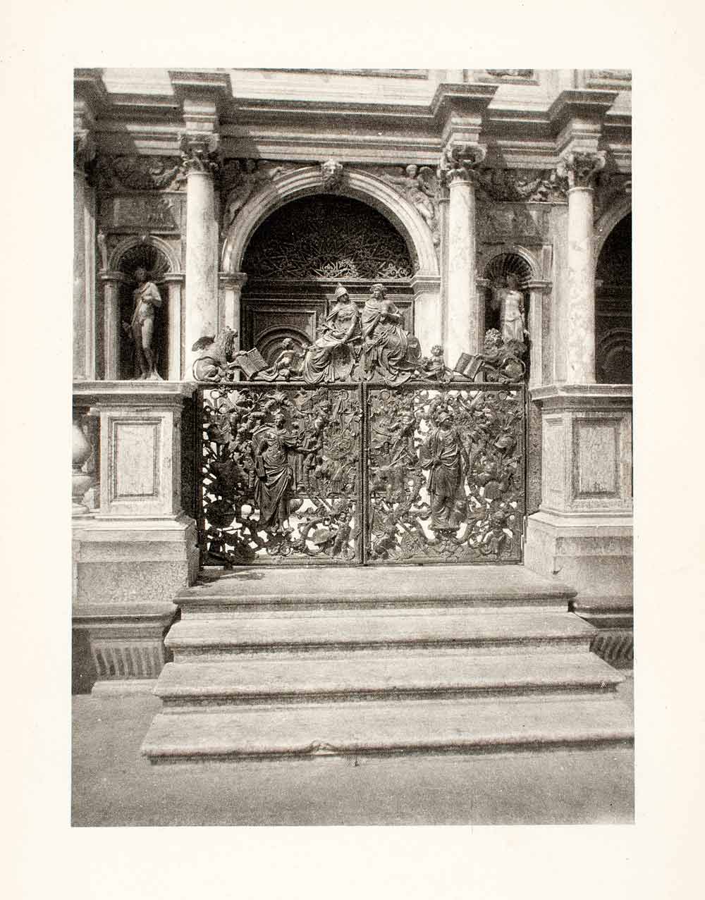 1896 Photogravure Bronze Gate Statues Campanile Venice Italy Historic XGVA9